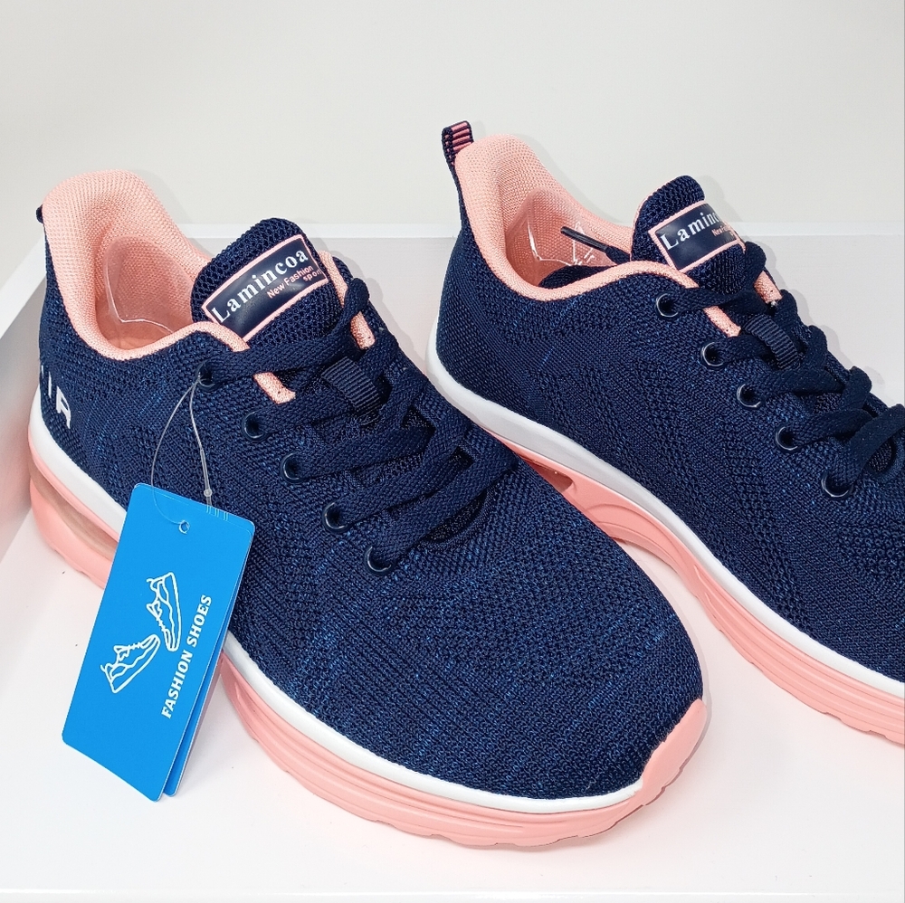 Women's Navy and Pink Sneakers